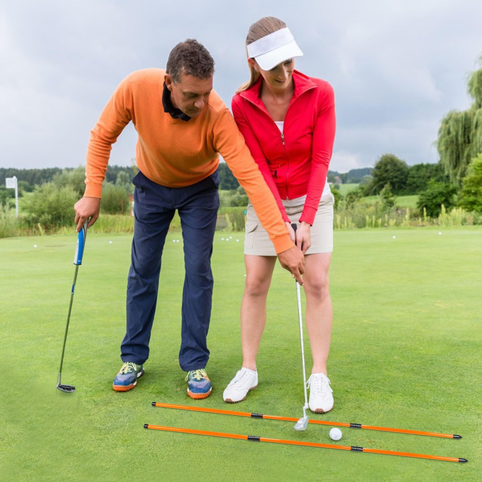 Golf Alignment Sticks 48" Collapsible Alignment Rods Golf Training Aid for Ai...