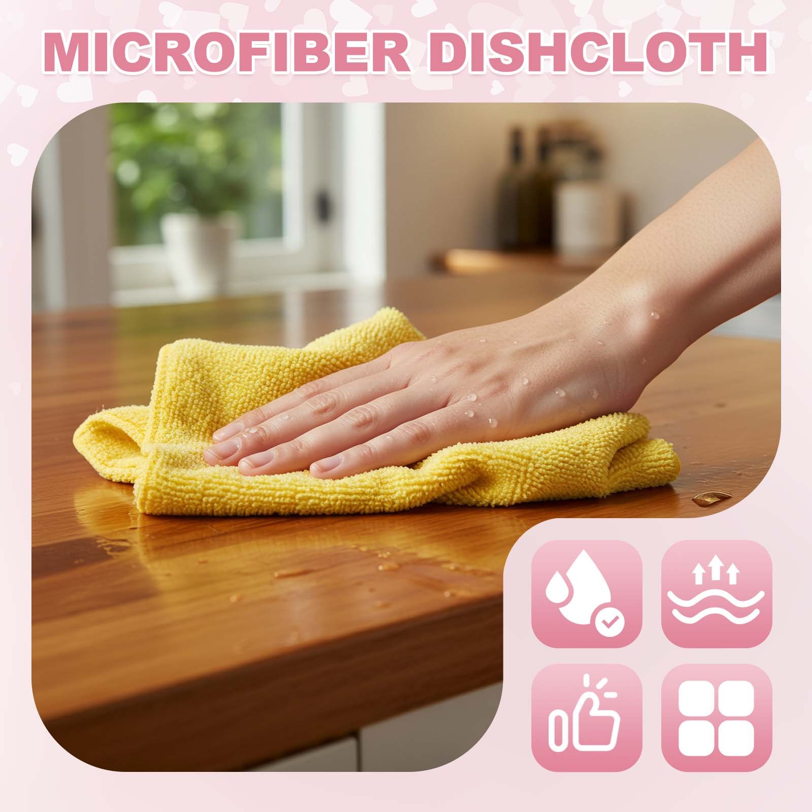 5 Pcs Microfiber Cleaning Cloth Black(Square) 11.8"X11.8"