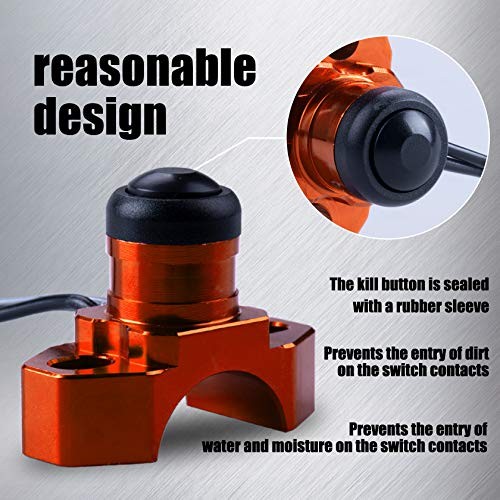 CNC Universal Motorcycle Engine Stop Start Kill with Mounting Backplate Orange