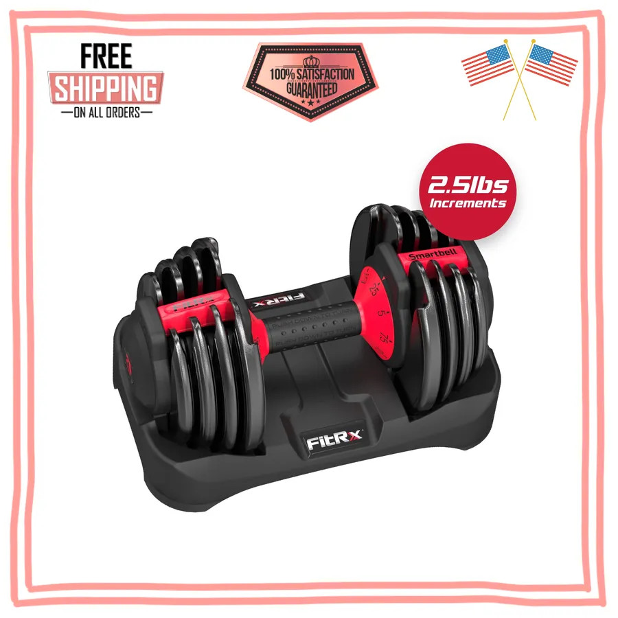 FitRx SmartBell 9 in 1 Adjustable Dumbbell 25 lb Fitness Weight