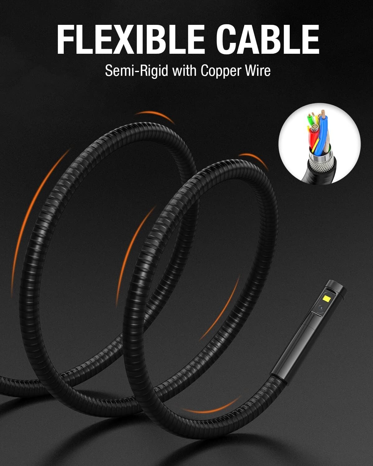 Dual Lens Borescope Inspection Camera Endoscope Camera with 5" Screen 16.5FT