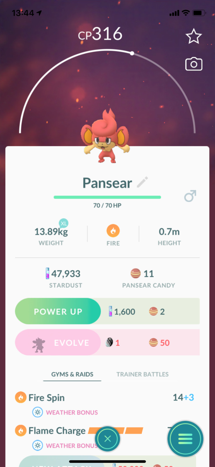 Pokemon - #513 Pansear !! Same Day Shippment or Next Day Guaranteed ! Go