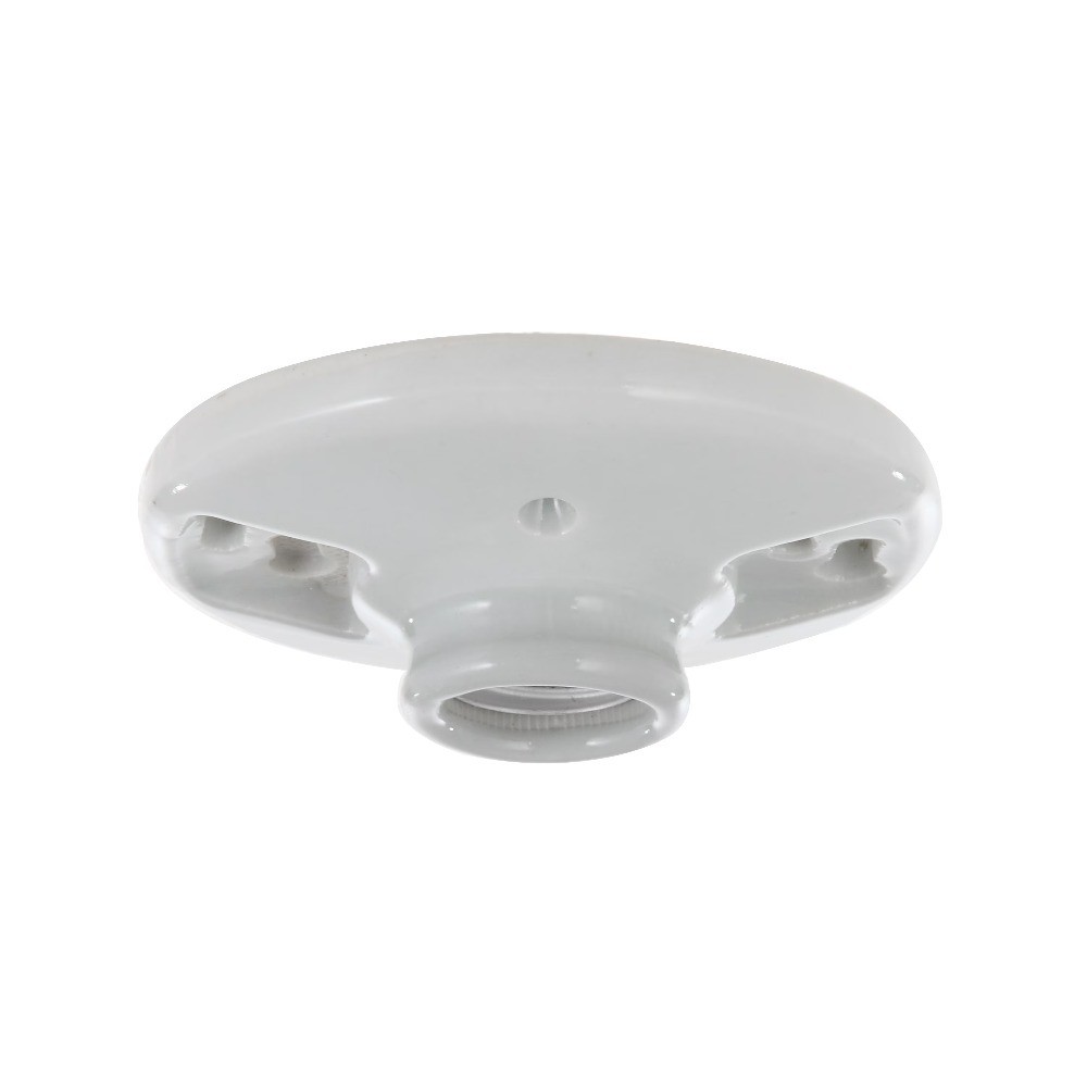 White Porcelain Base Light Bulb Socket 2.25 inch Height 1-Piece