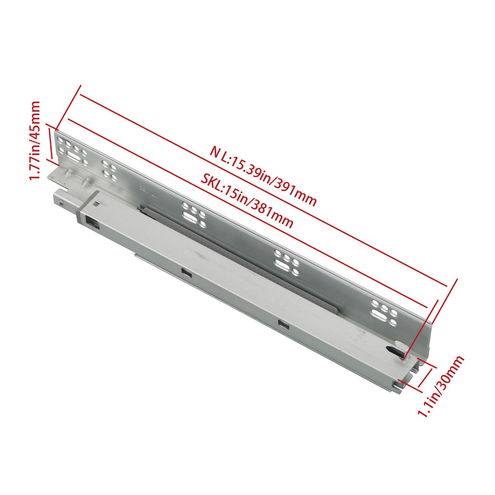 15 Inch Heavy Duty Undermount Drawer Slides Soft Close Full Extension 100LB