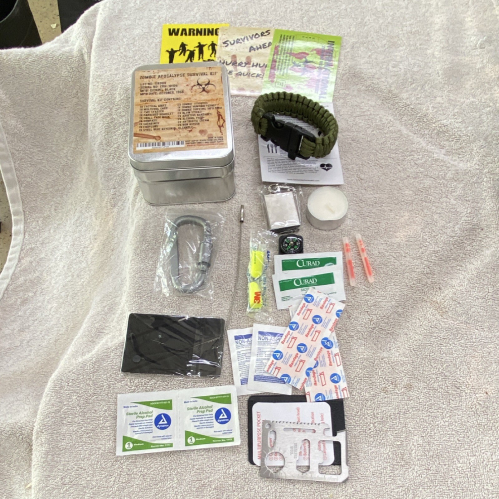 Citadel Black Zombie Apocalypse Survival Kit with Paracord Bracelet & Supplies