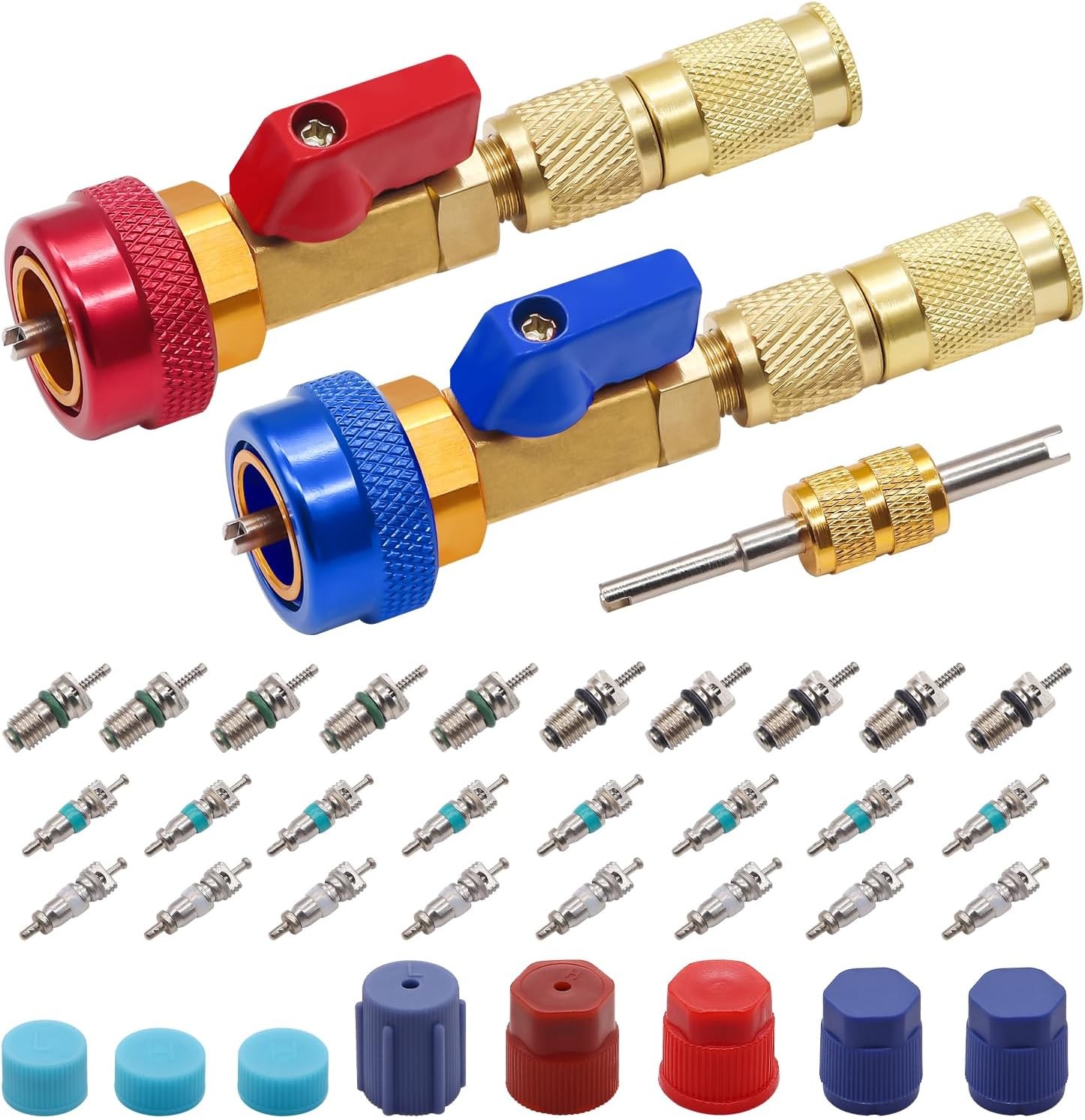 Valve Core Quick Remover Installer Tool Kit-High Low Pressure Car A/C Valve Core