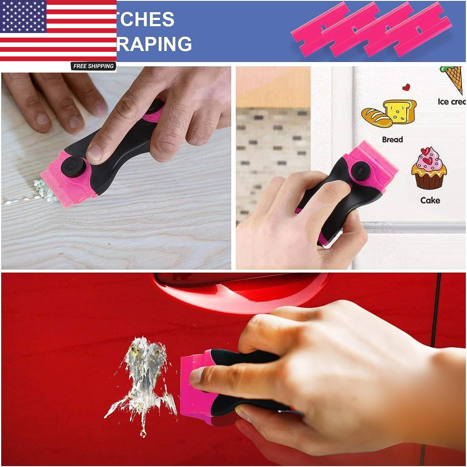 Razor Blade Scraper Tool Double-Edged Paint & Adhesive Remover with 10 Extra Bla