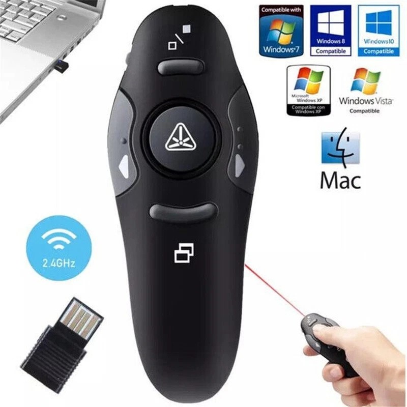 2.4GHz USB Wireless Presenter PPT Remote Laser Pointer For Laptop Mac,Computer