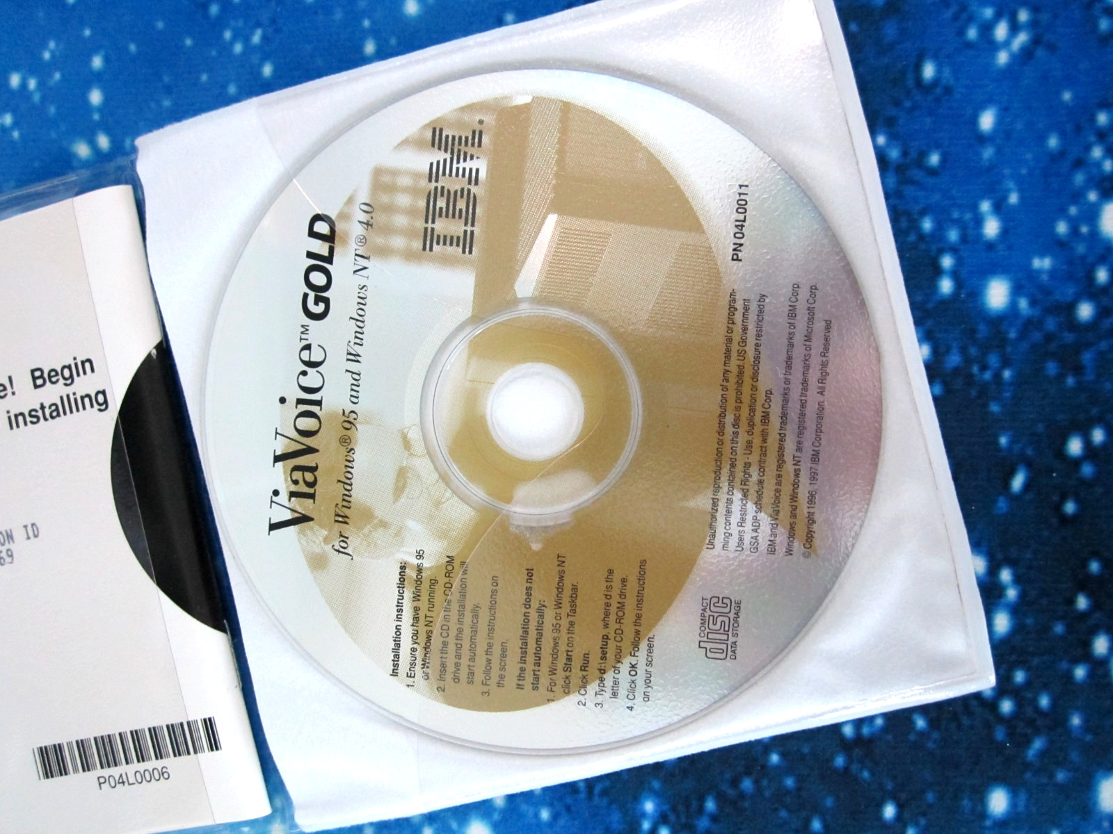 Vintage IBM ViaVoice Gold for Windows 95 / Windows NT CD, Manual and Key