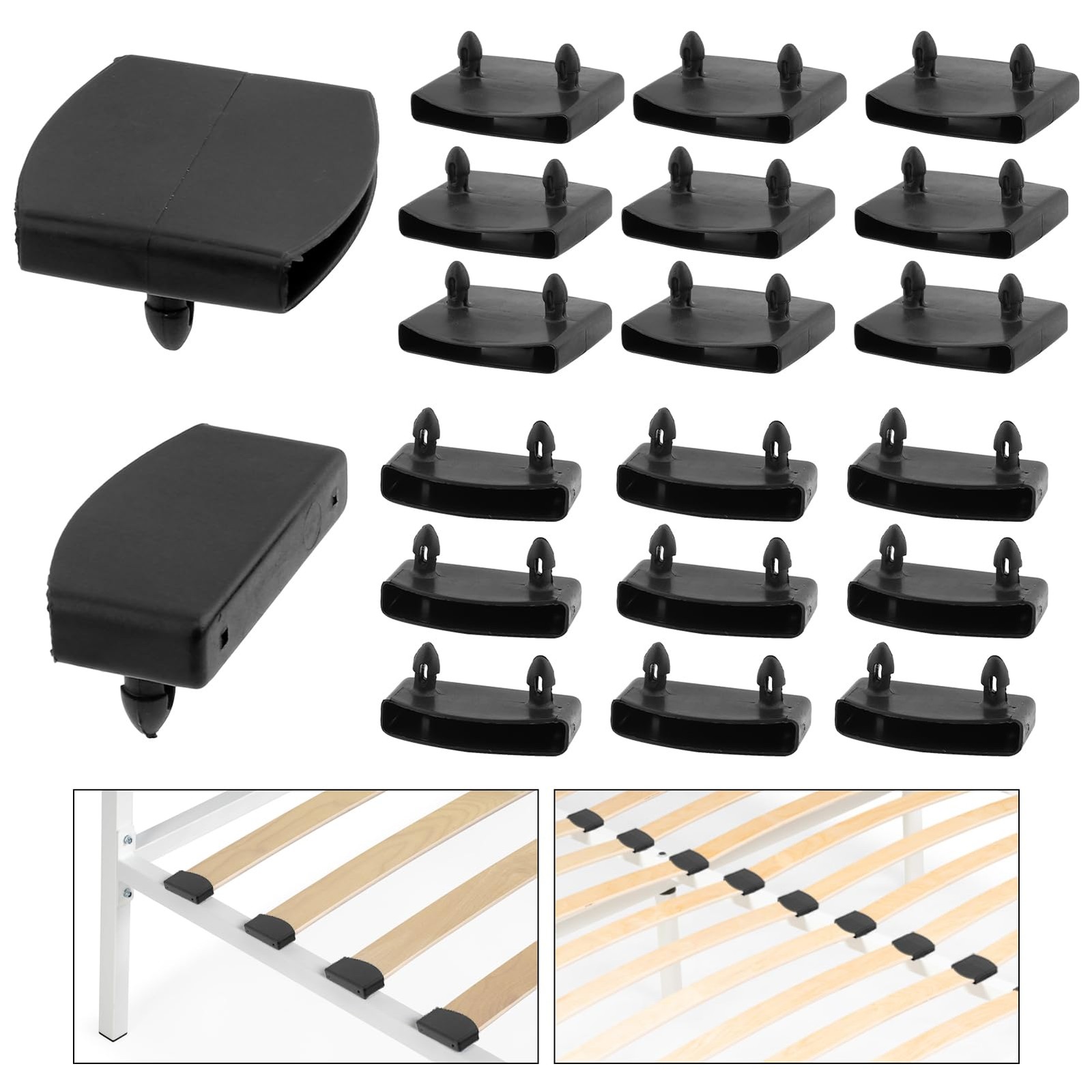20 PCS 54x10mm Black Plastic Replacement Bed Slat Centre Caps Holders Base