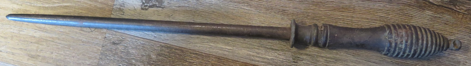 Vintage Steel Rod Knife sharpening tool 11 3/4 inches Wood handle