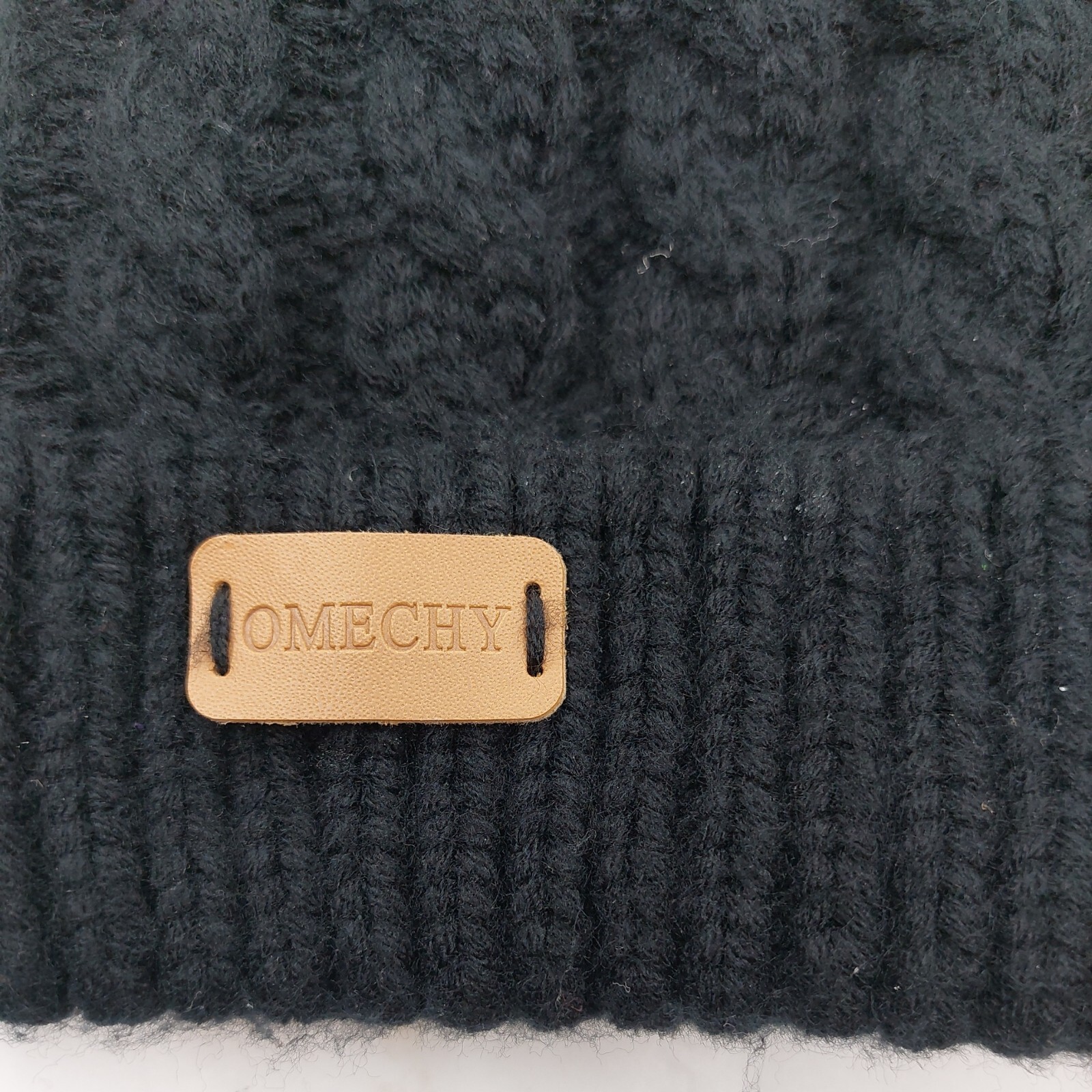 Omechy Large Cable Knit Beanie Hat Cap Pom
