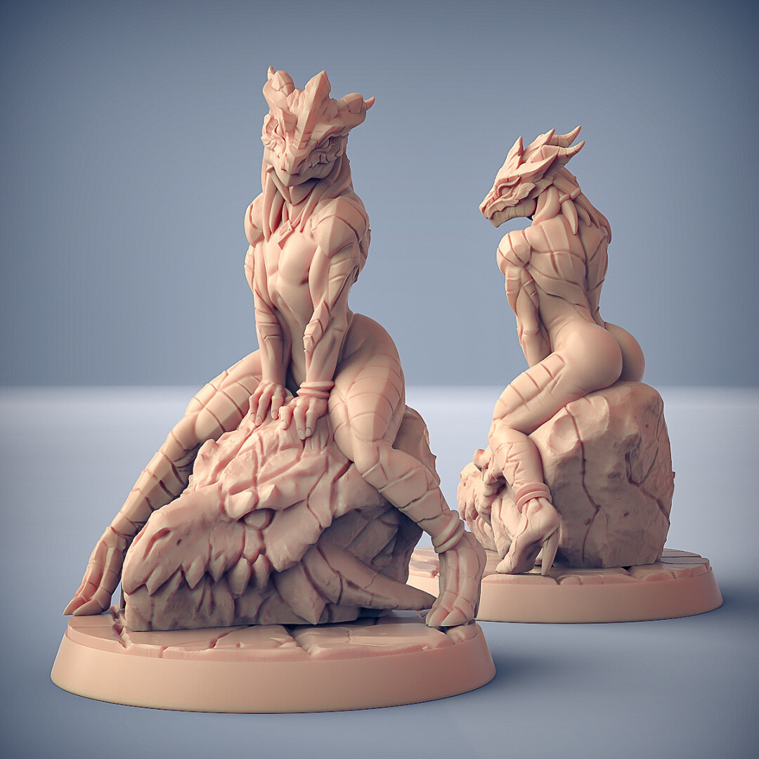 The Dragonguard Lusty Draconian Maid Pinup - Artisan Guild Mini DnD Wargaming