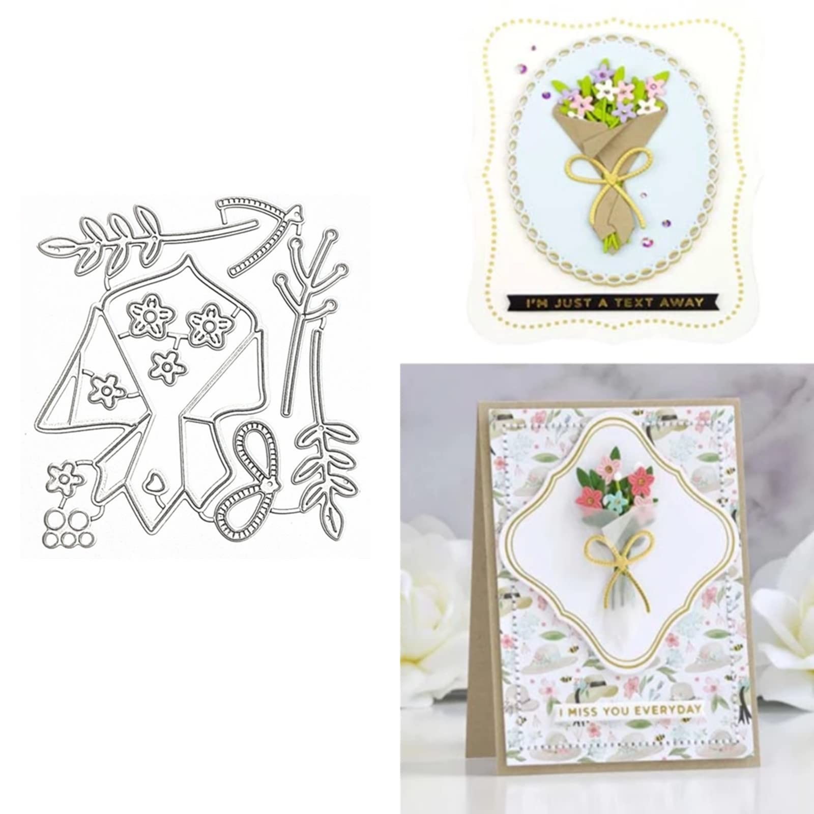 hinana Flowers Metal Die Cuts,Flower Leaves Bouquet Cutting Dies Cut Stencils...