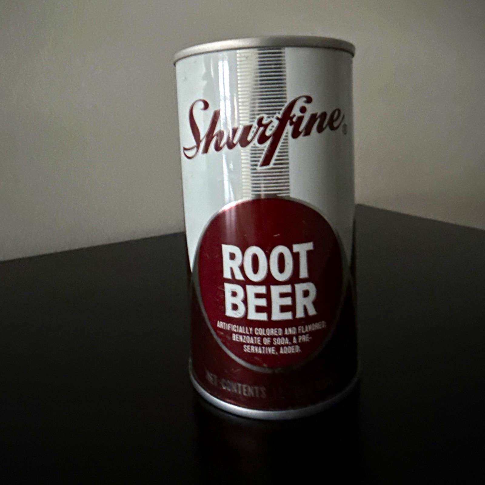 Shurfine Root Beer Soda Can Pull Tab White Brown Advertising Can