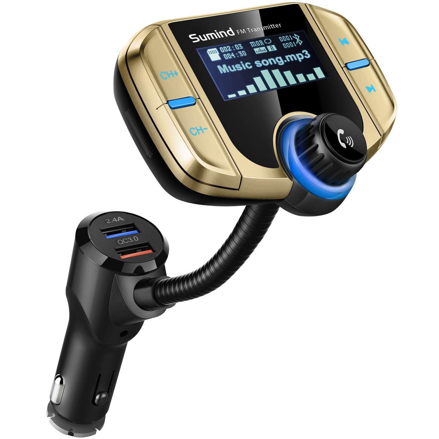 Sumind 2026 Upgraded Wireless Bluetooth Car Adapter FM Transmitter, 1.7'' LCD...