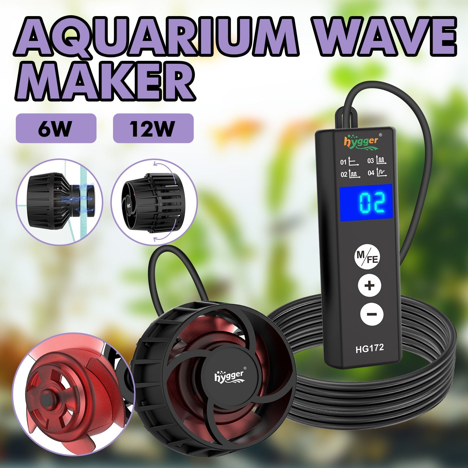 hygger Lite Wave Maker 792/2114GPH Magnetic DC Pump 10-50-120Gal Reef Fresh Tank