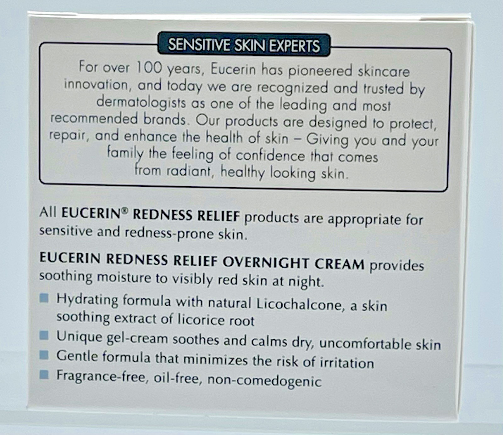 Lot of 2 Eucerin Redness Relief Night Cream 1.7 oz Sensitive Skin Moisturizer