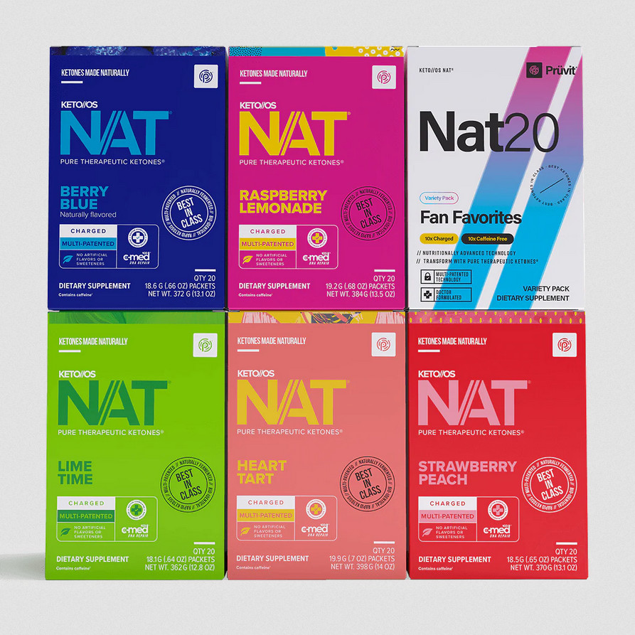 NEW Pruvit KETO OS NAT ALL Flavor, 20 Packs Charged or Caffeine Free Exp:10/2027