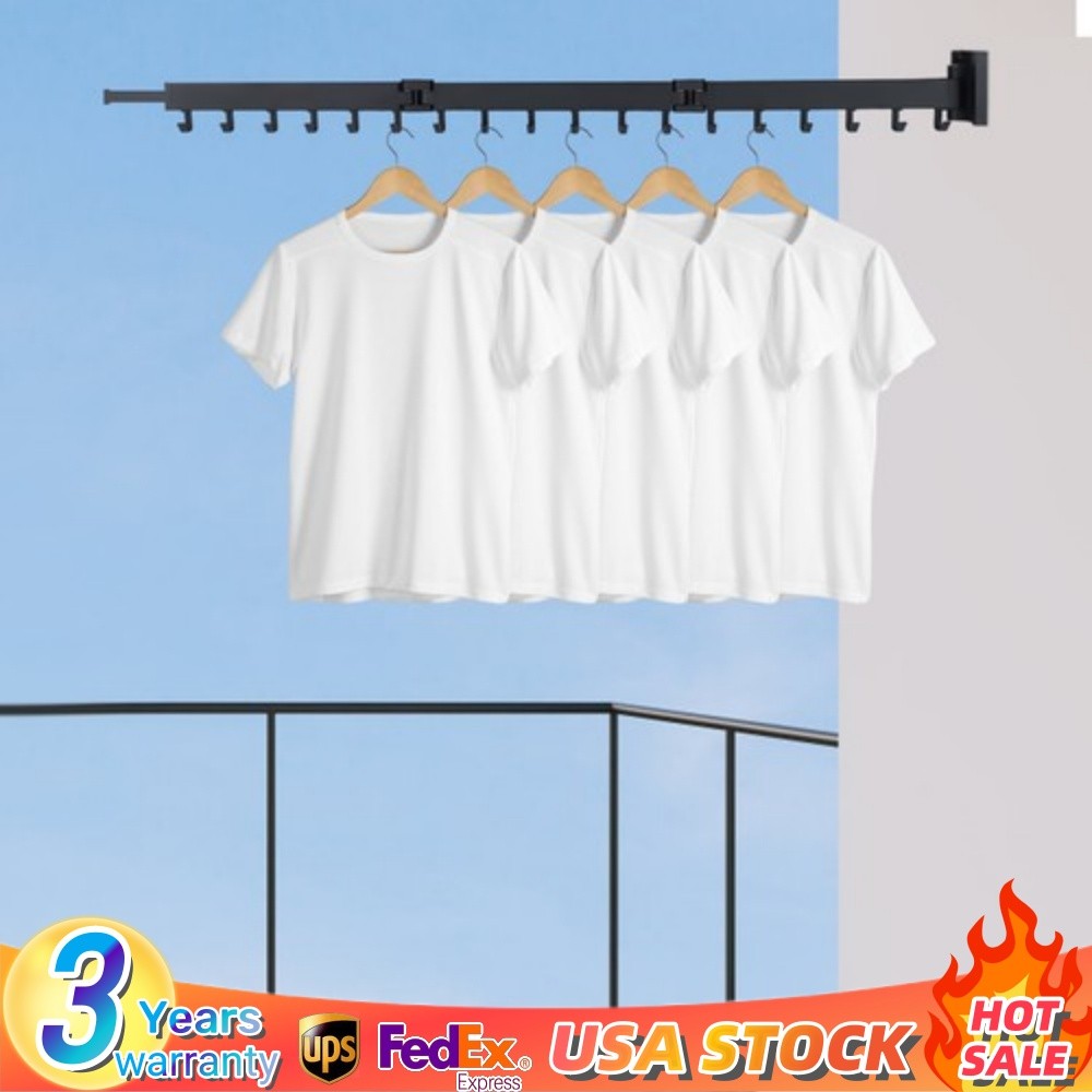 Clothes Drying Rack Laundry Organizer Folding Retractable Wall Mount Hanger