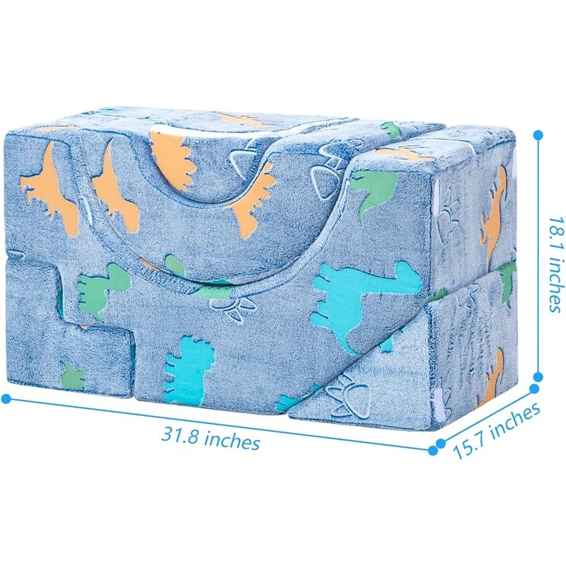Convertible Kids Couch W/ Slide & Climbing Stairs Soft Foam Play Furniture New
