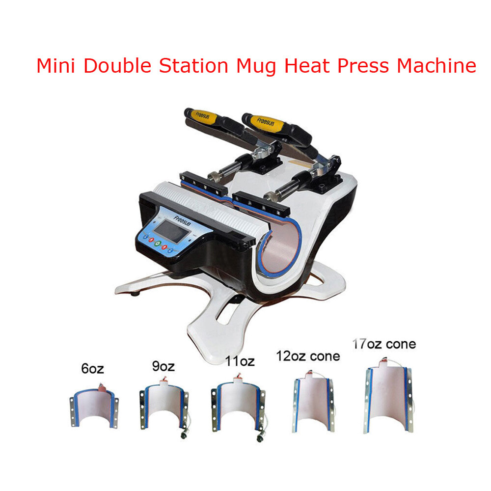 Intbuying New 5 in 1 Combo Mini Automatic Double Station Mug Heat Press Machine