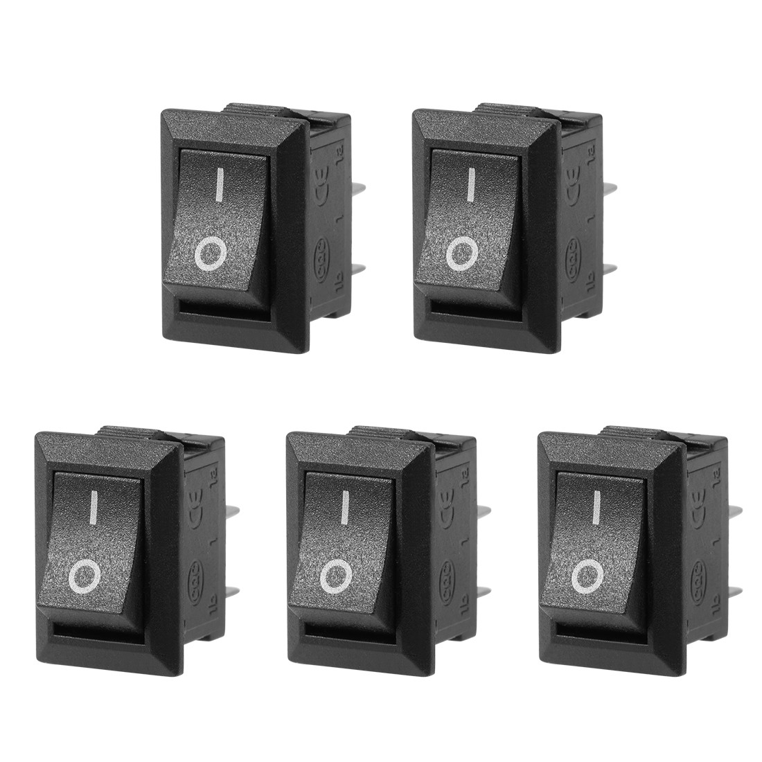 5pcs AC 125V/6A 250V/3A SPST 2 Terminal 2 Location On/Off Boat Rocker Switch