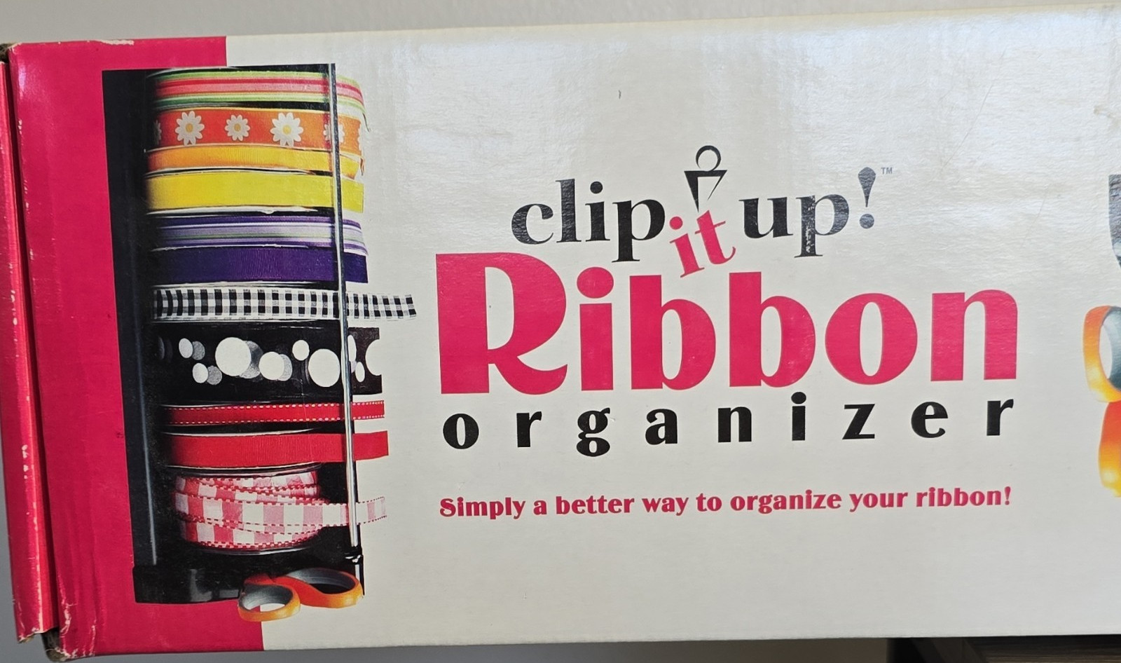 Simply Renee Clip It Up Ribbon Organizer 36" Tray 40 Swivel Clips Wall Mount