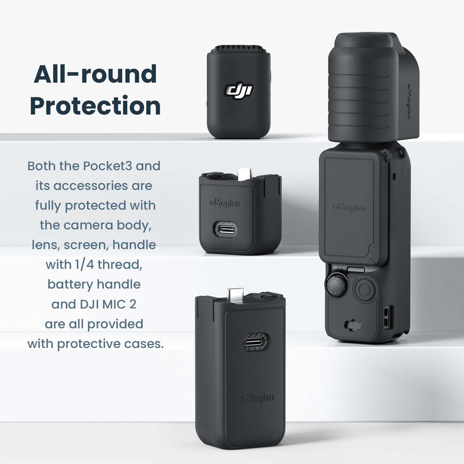 Protective Case for DJI Osmo Pocket 3 Lanyard Lens Cap