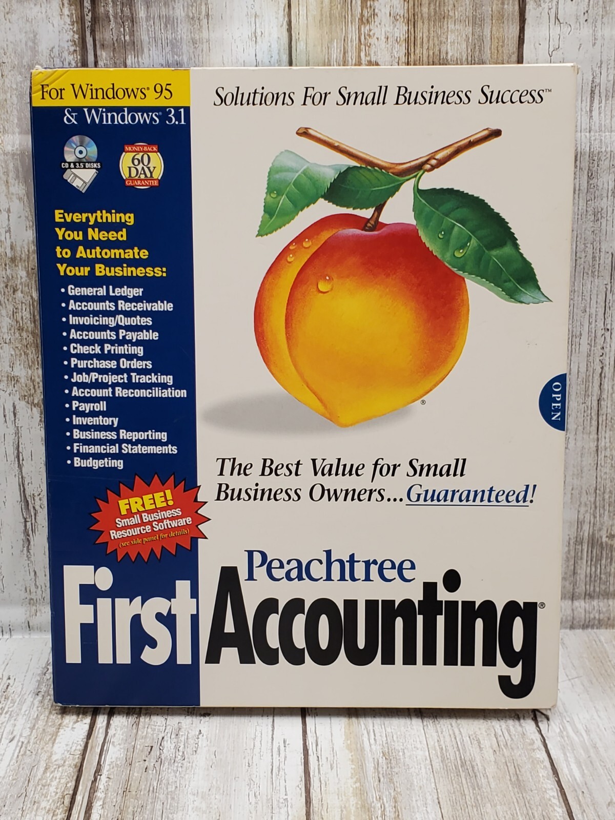 Peachtree First Accounting Windows 95 & Windows 3.1 PC 3.5 Floppy Diskettes & CD