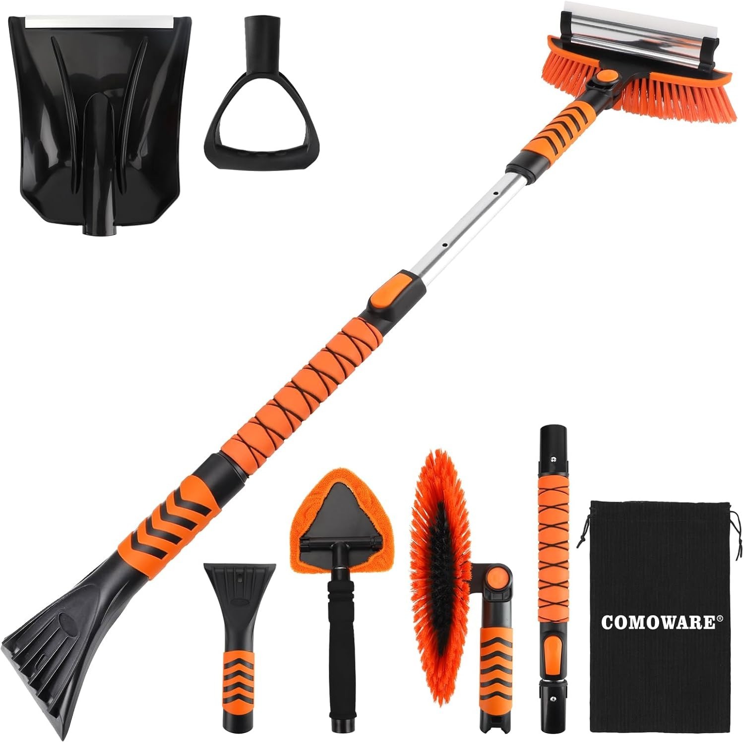 Extendable for Car, Ice Scrapers for Car Windshield Combo Kit with 270° Pivot...