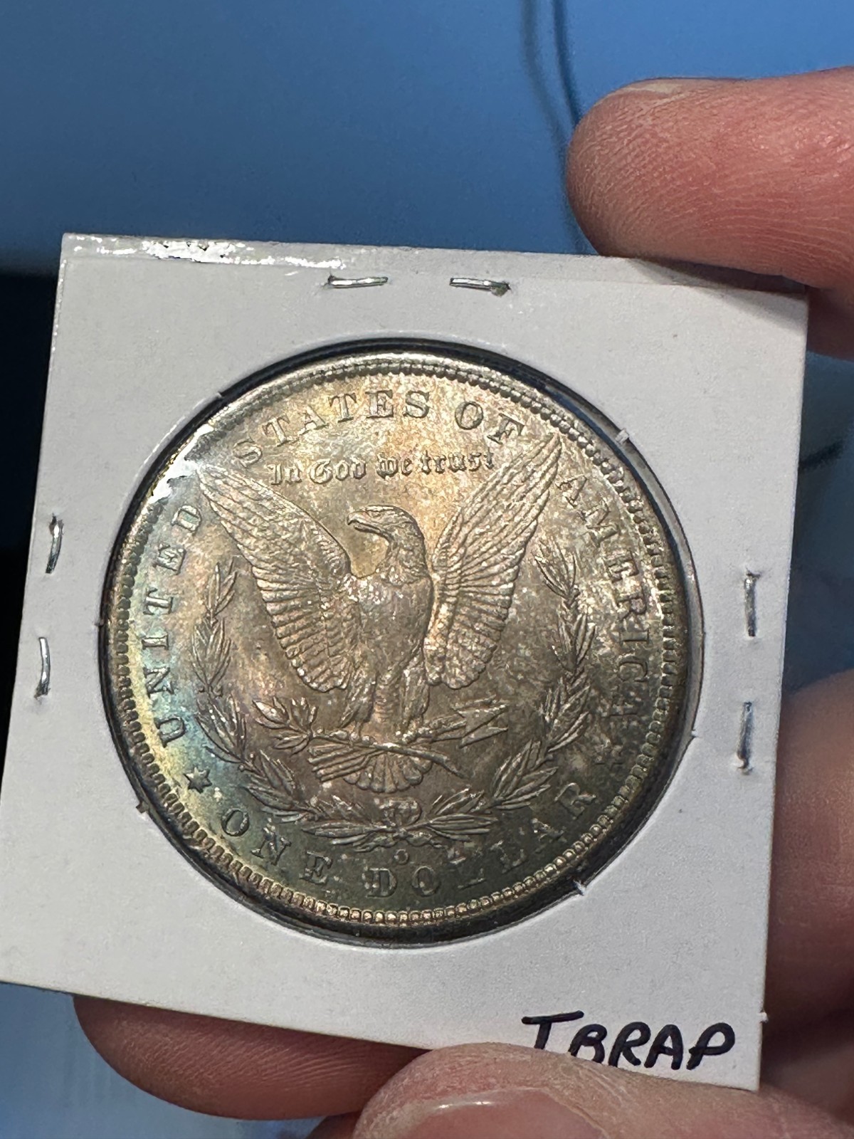 1885 o morgan silver dollar bu Rainbow colors