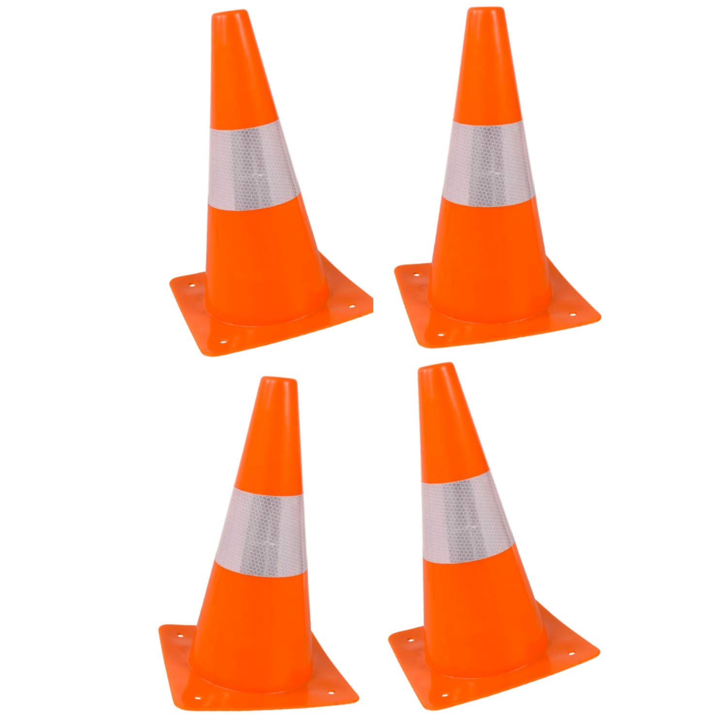 Orange Safety Cones - Hazard Cones (4Pc) 12" Hardware Plastic Safety Cone with R