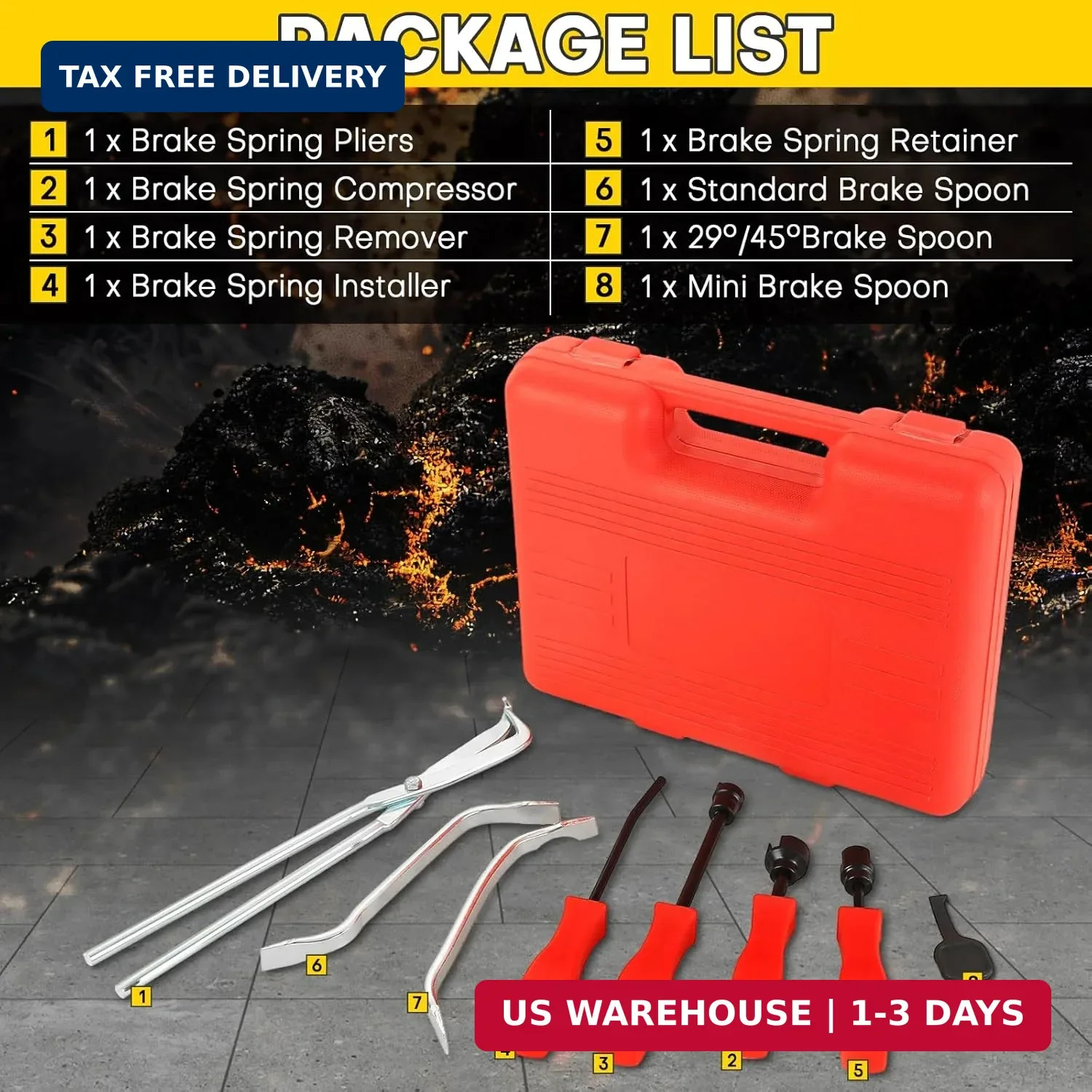 8PCS Drum Brake Tool Kit | Drum Brake Tool, Drum Brake Spring Tool, Universal Br
