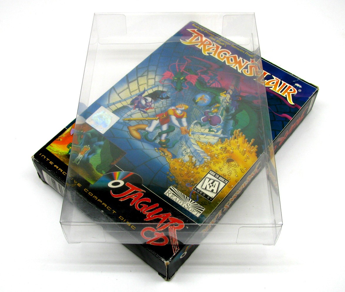 5x CLEAR PLASTIC PROTECTIVE BOX/SLEEVE FOR ATARI JAGUAR CD GAME BOXES (SIZE C)