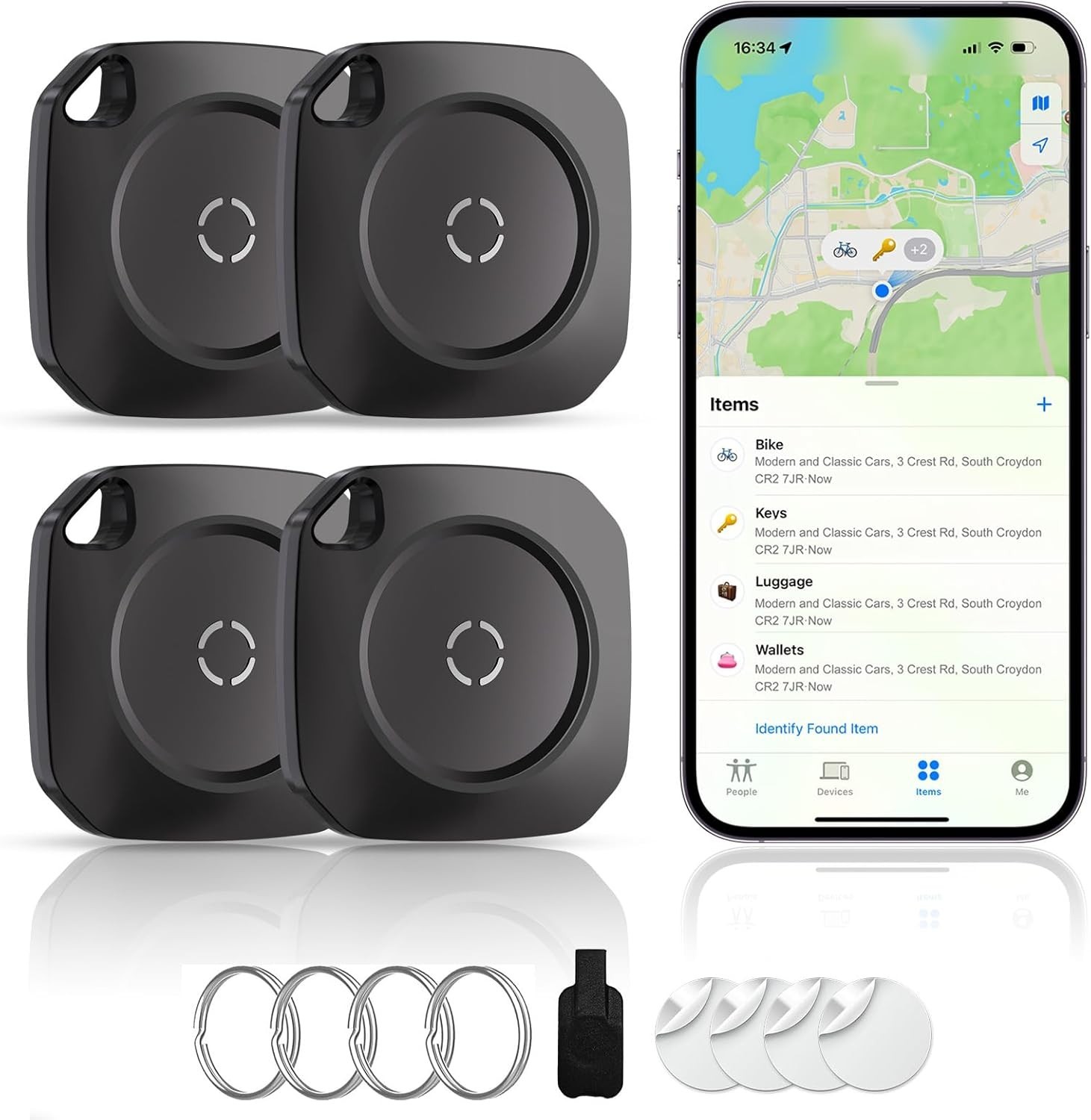 Air Tags-4 Pack Airtag Luggage Tracker Work with Apple Find My 4 Pack, Black