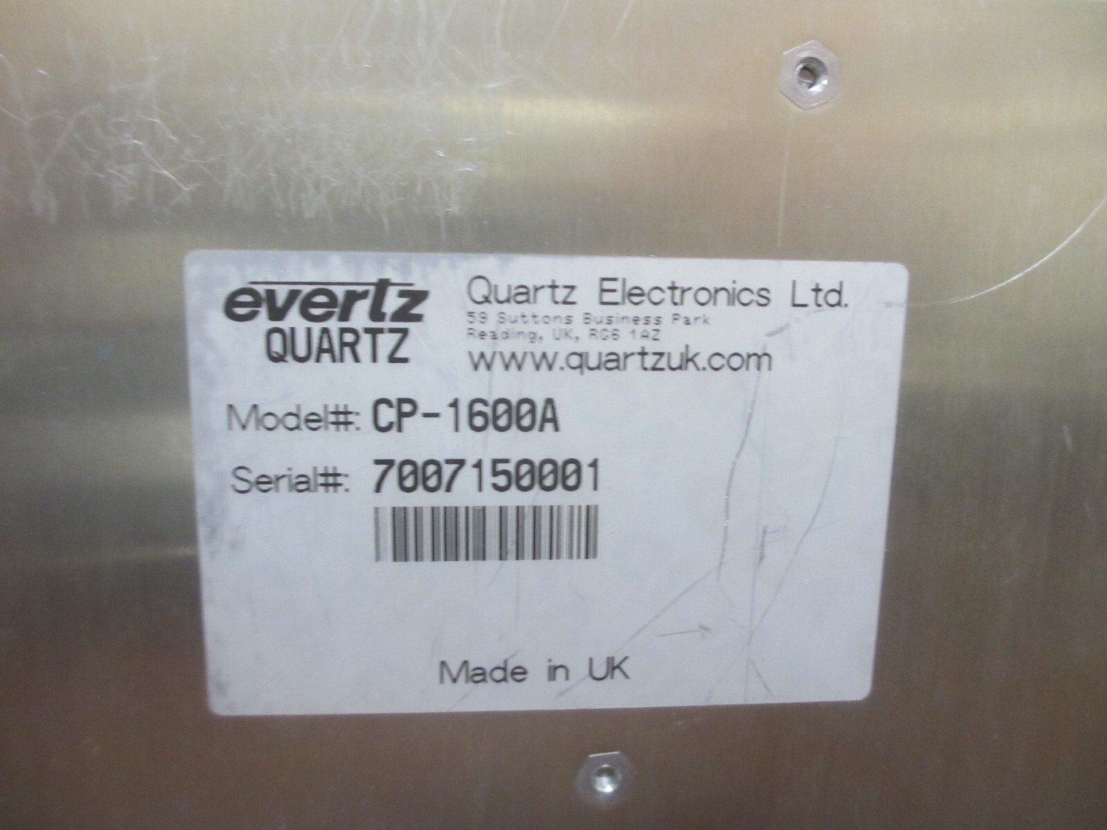 Evertz CP-1600A Quartz Pushbutton Control Panel