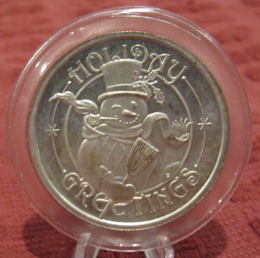 1991 Holiday Greetings Frosty the Snowman 1 Troy Oz. .999 Silver Round Sealed