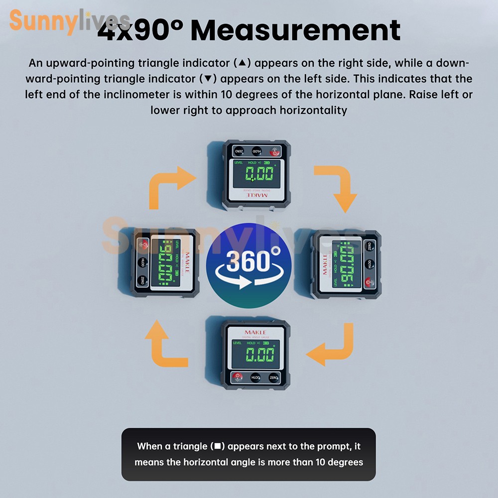 Digital Angle Finder Laser Level Gauge Inclinometer Magnetic Protractor Type-C
