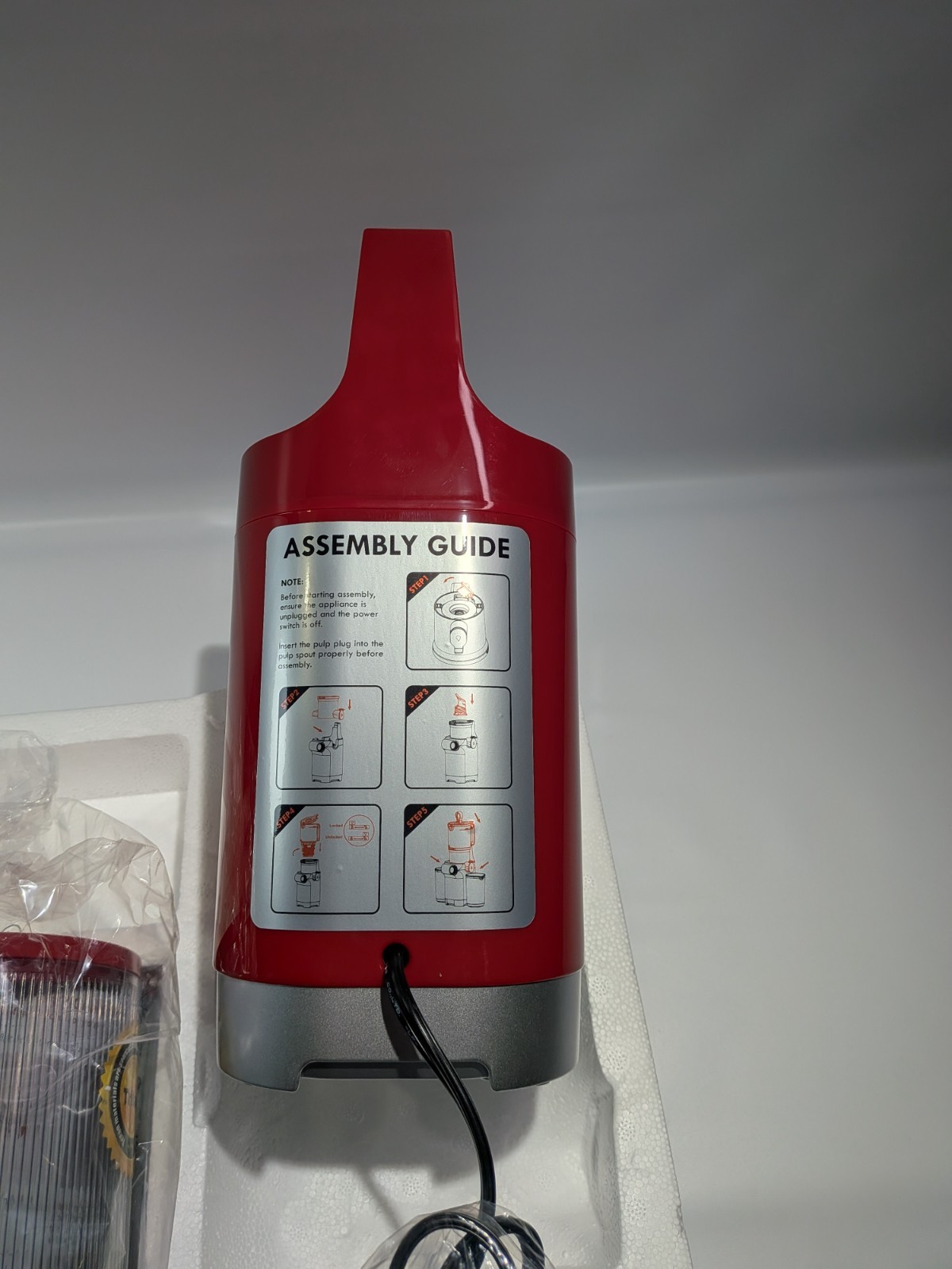 Anybear Cold Press Juicer 200W Slow Masticating 4.3in Feed Chute Red