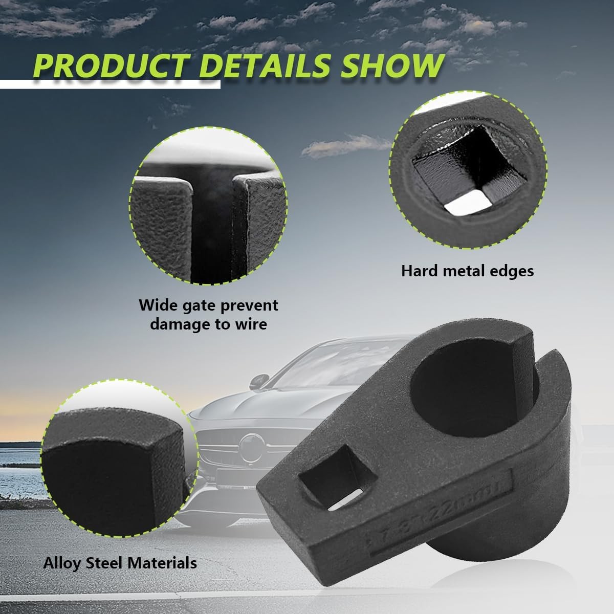 Offset Oxygen Sensor Socket, 3/8-In Drive by 7/8-In 22mm Wire Gate Accesses Sens