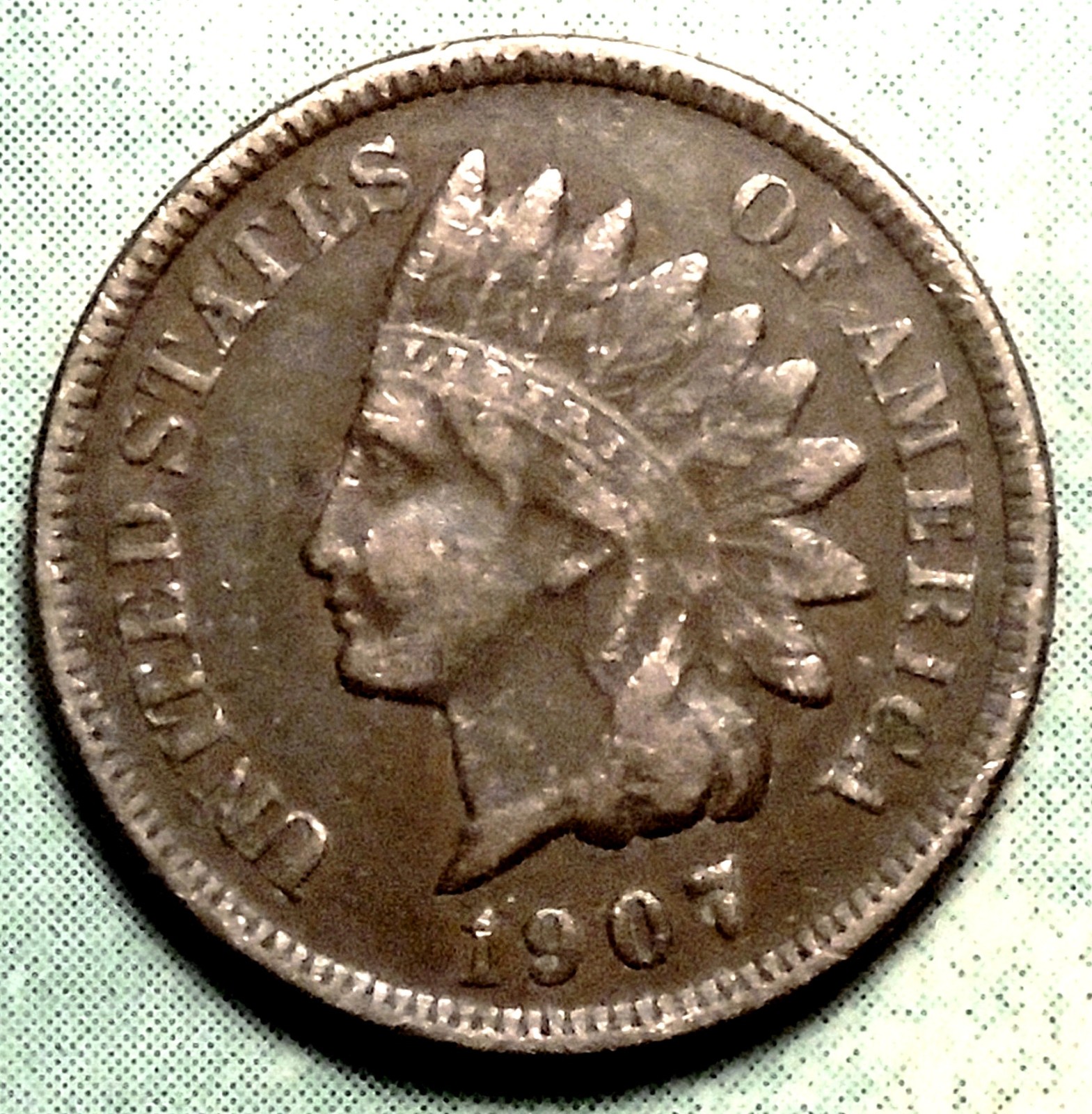 1907 Indian Head Cent VF VERY FINE Brown Full LIBERTY 1+Diam 108 Million STORE