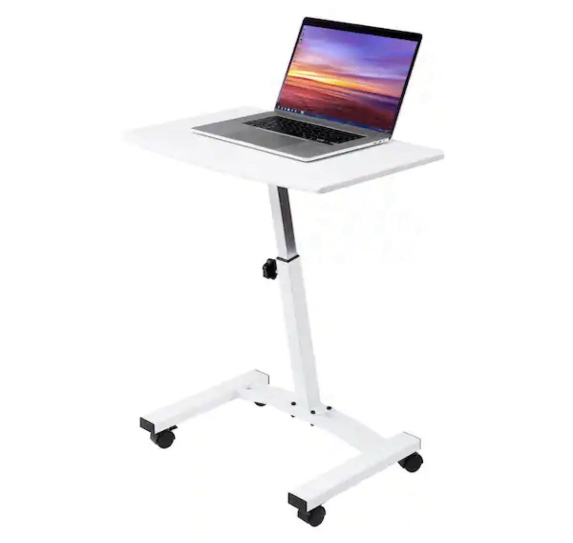 Seville Classics Airlift Mobile Height-Adjustable Laptop Stand with Wheels, 24in