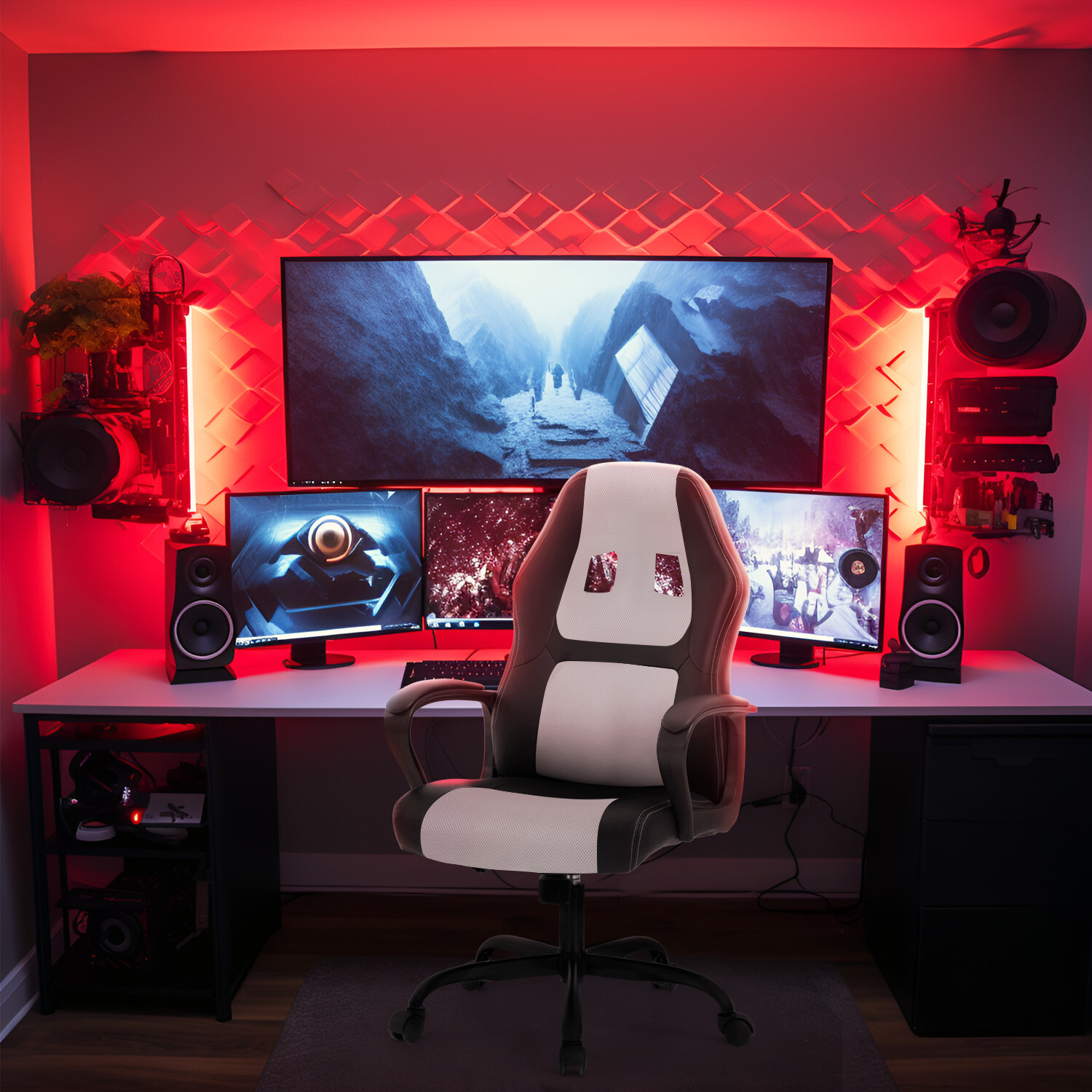 Office Chair PC Gaming Chair Ergonomic PU Leather Executive Chair Lumbar Support