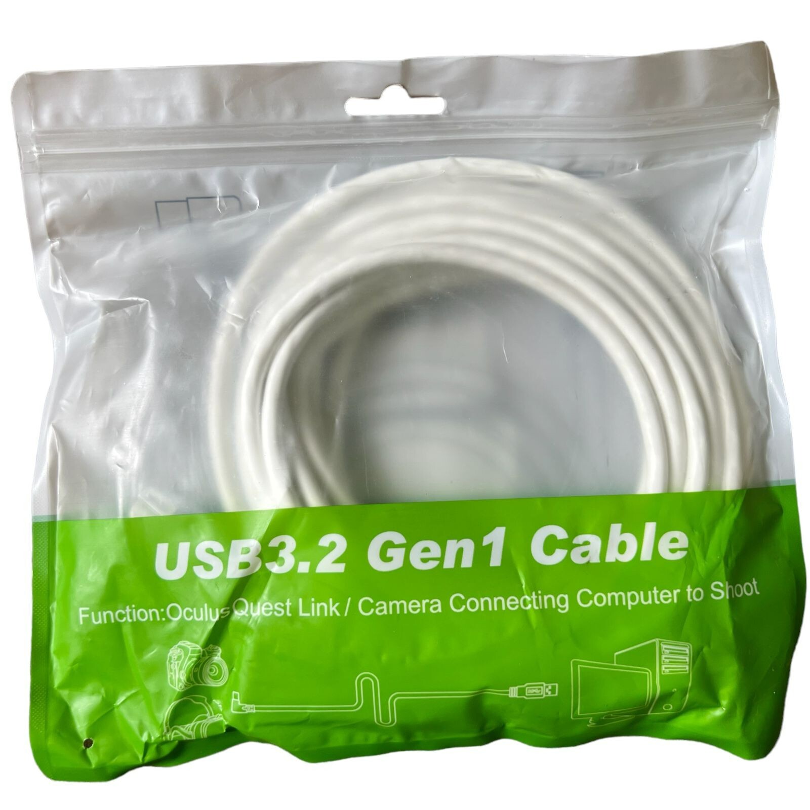 VOKOO Link Cable 16FT White for Meta Quest 3 2 Oculus Quest VR Type C to USB A