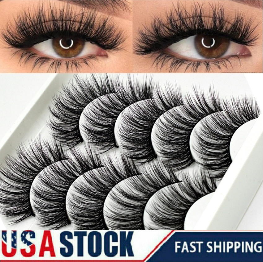 5 Pairs 3D False Eyelashes Mink Wispy Cross Long Thick Soft Fake Eye Lashes US