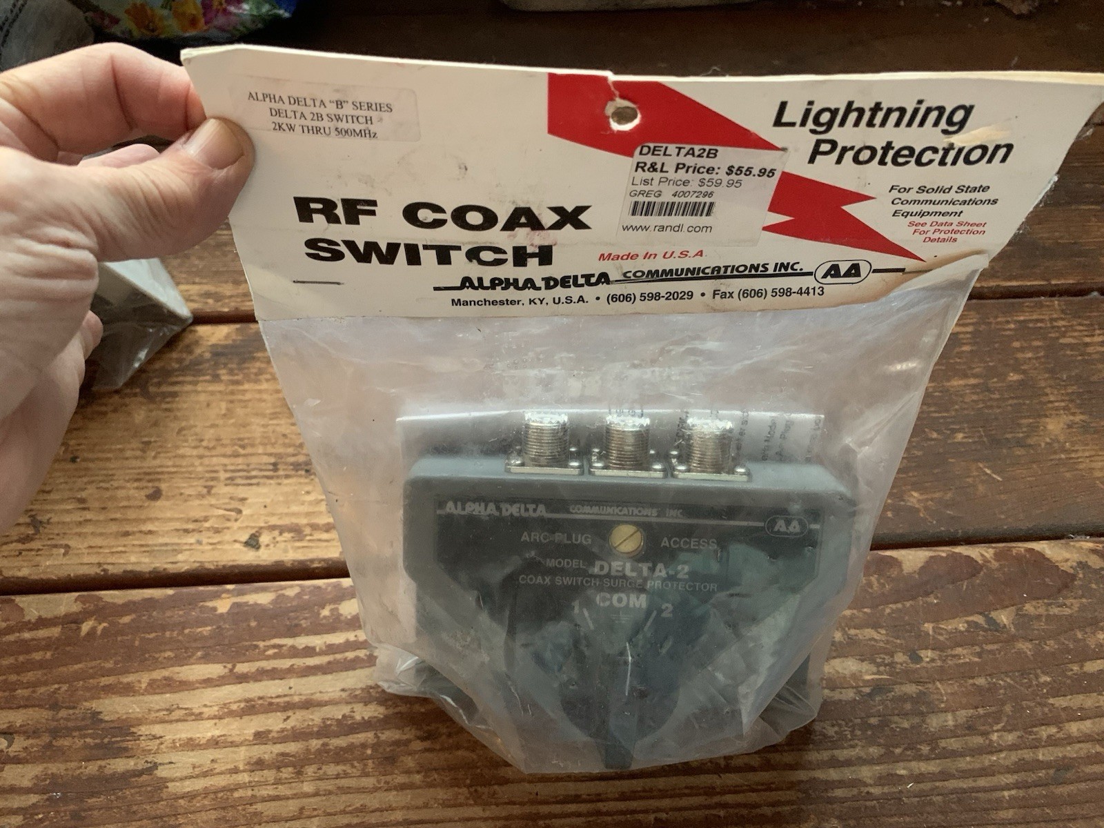 NEW! Alpha Delta 2B Switch 2KW THRU 500MHz Surge Protected RF Coax Switch