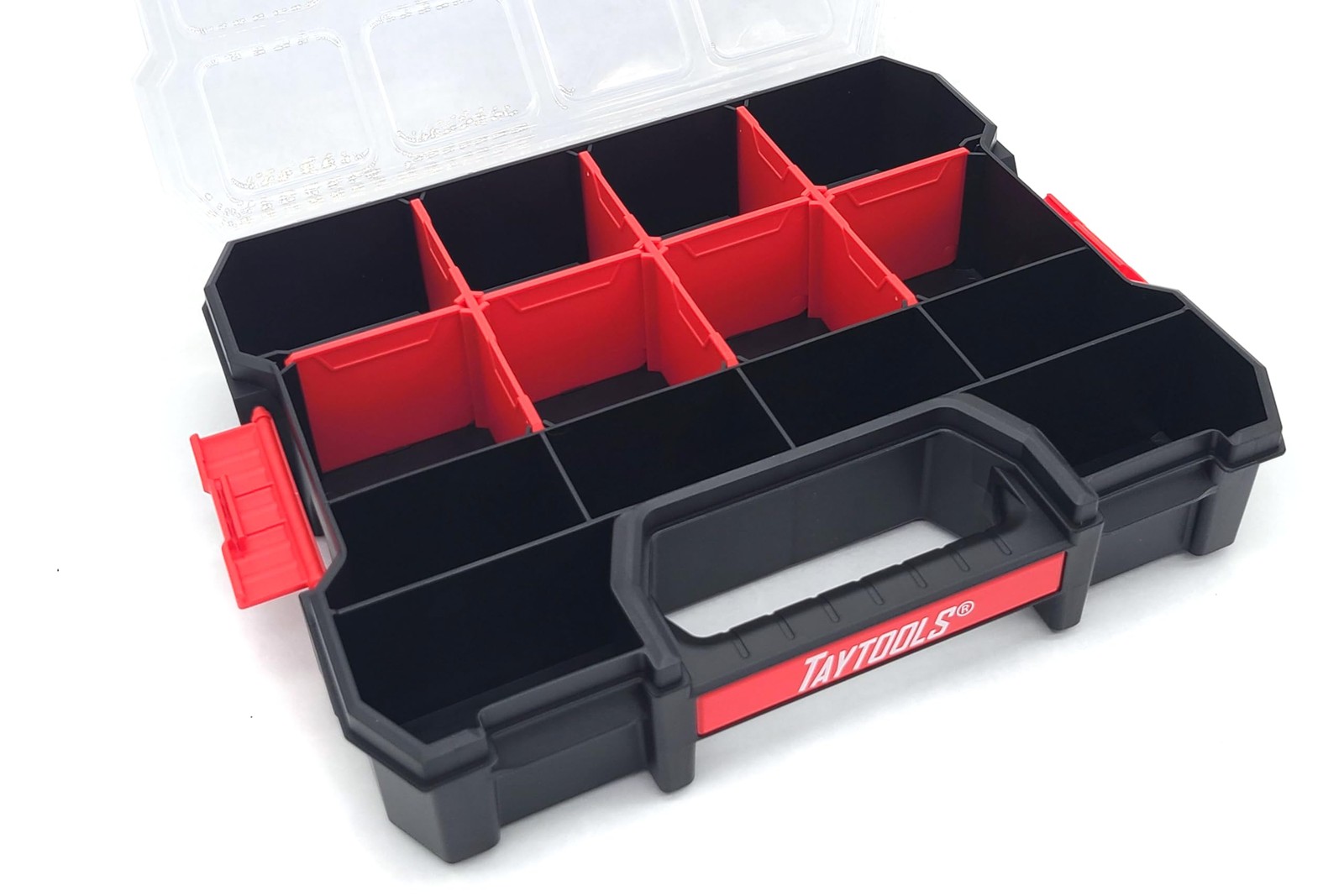 Taytools 14 Compartment Medium Parts Organizer Box - Dual Latch Portable Tool...