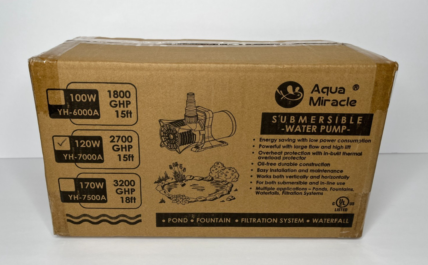 AquaMiracle 2700GPH Submersible Water Pump UL Certified Pond Pump