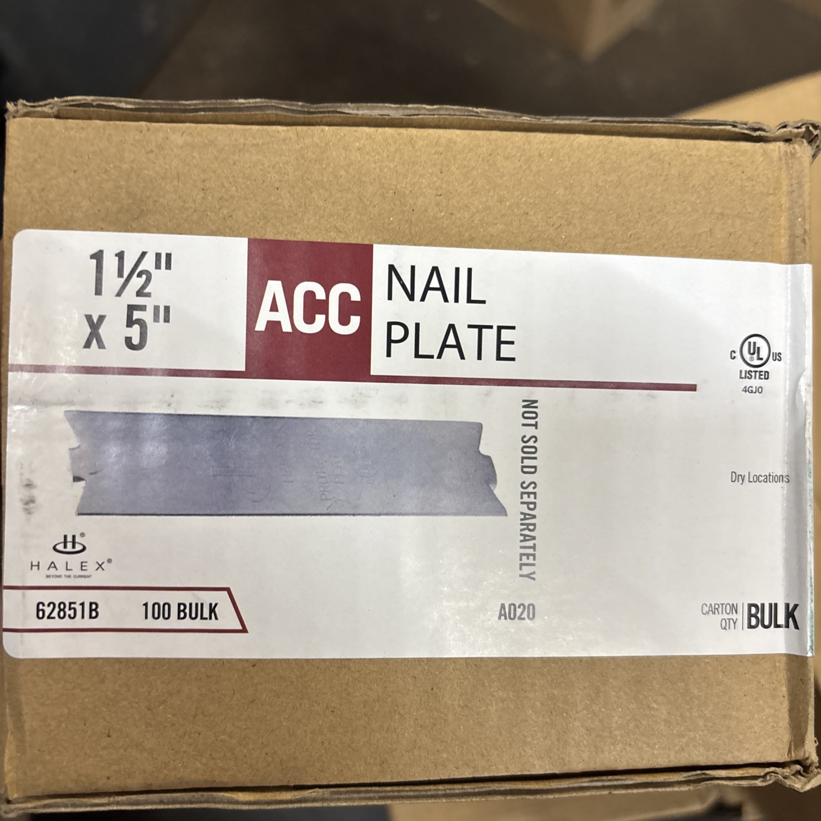 100 Halex Nail Plate Wire Protection Cable 62851B 1 1/2 x 5 Inch Electrical